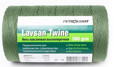 Нитки лавсановые 1,6 мм (20s/30, 40кг) 100г зеленые